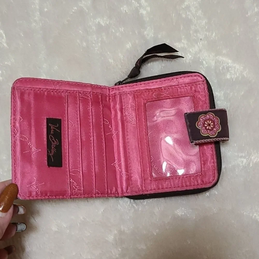 Vera Bradley Mini ID Case Wallet Mod Floral Pink Vintage Collection Quilted 4" - Picture 5 of 8